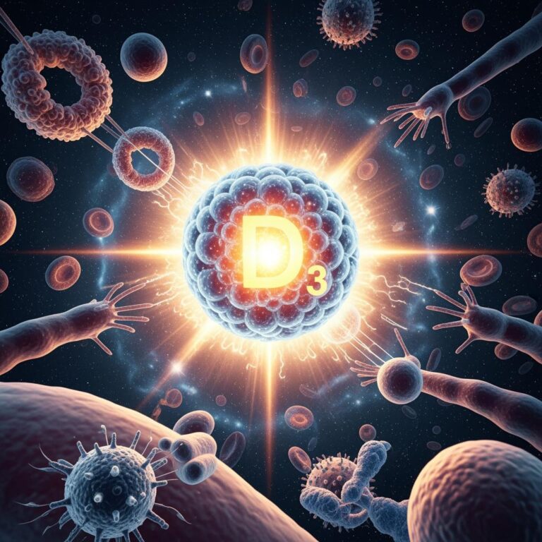 Vitamin D3 mit der explosiven Kraft einer Supernova für unsere stabile Gesundheit. Symbolische Visualisierung.