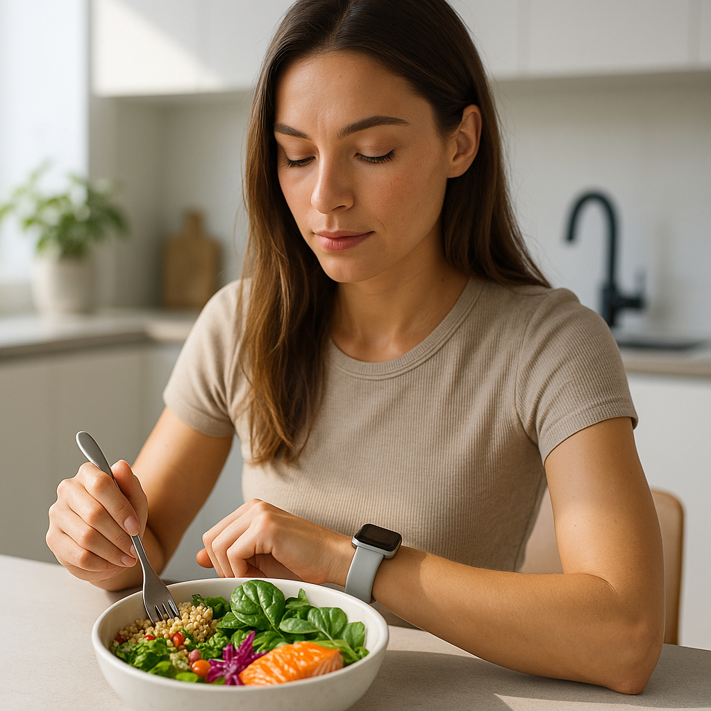 Biohacking wird in Zukunft immer wichtiger, diese junge sportliche Dame ernährt sich ganz gesund. Symbolbild.
