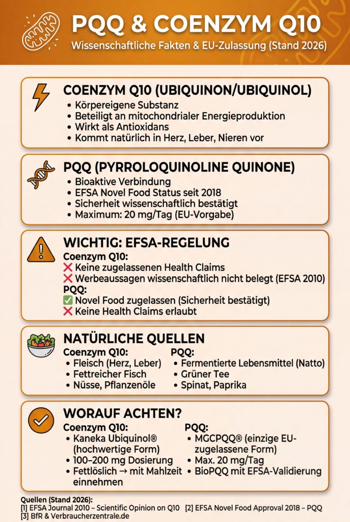 PQQ Coenzym Q10 Infografik. 2026.