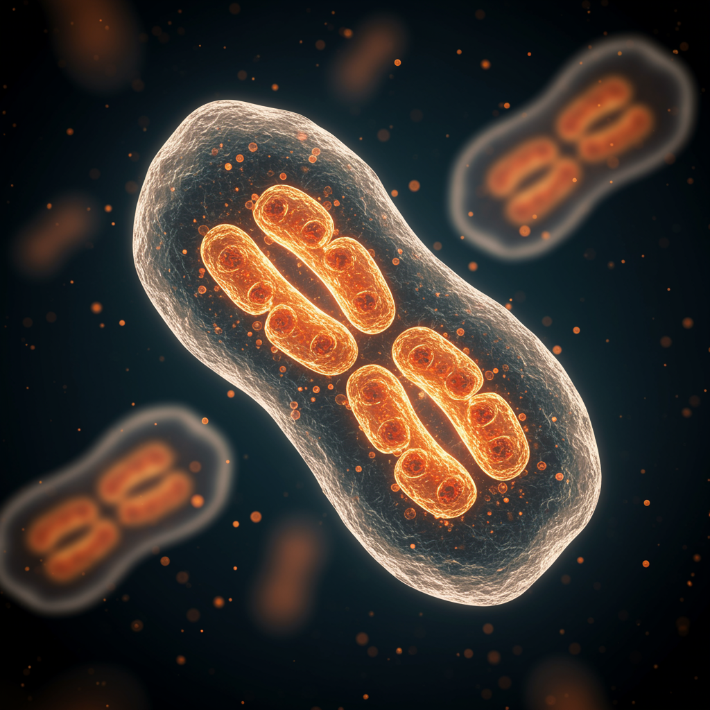 Biohacking ist die Stärkung von unseren Mitochondrien. Makroaufnahme.