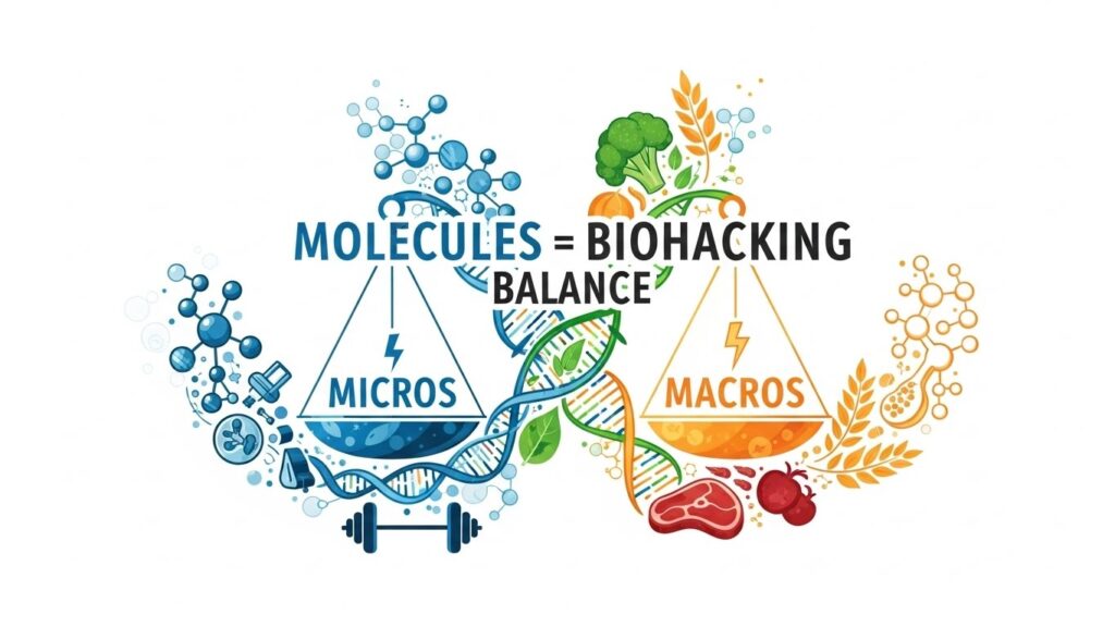 Biohacking ist gesundheitliche Balance. Symbolische Illustration