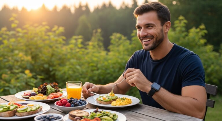 Biohacking mit gesundem essen hält diesen sportler fit.