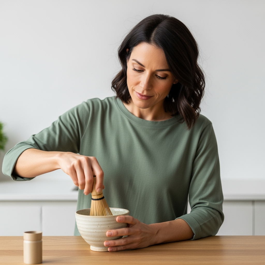 Biohacking mit matcha. egcg für klarheit und fokus. symbolbild.