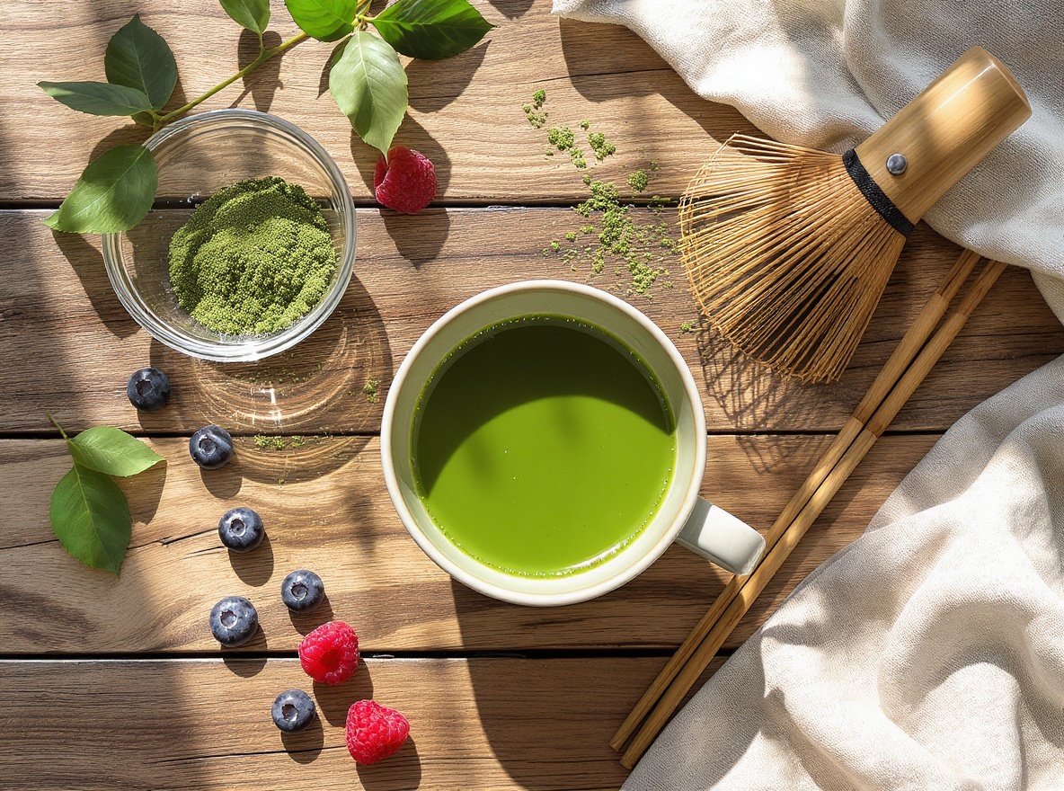 Scheinfasten kann mit matcha tee unterstützt werden.