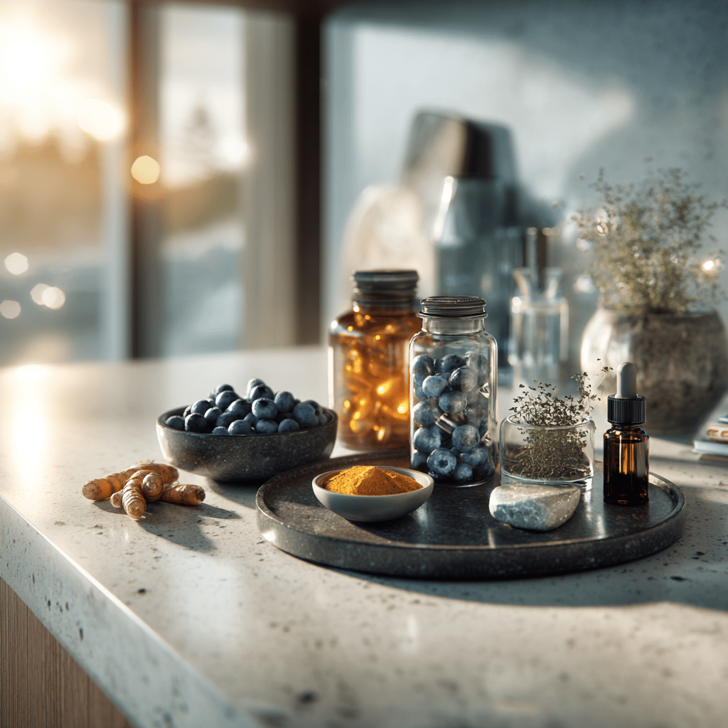 Biohacking mit essen wie heidelbeeren, supplements wie magnesium und intervallfasten ist einfach gesund. symbolbild.