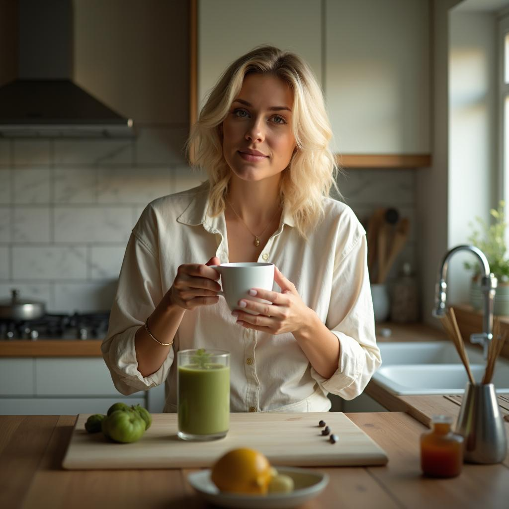 Biohacking mit gesunder nahrung und supplmenten ist für diese fitte dame ein muss. symbolbild.