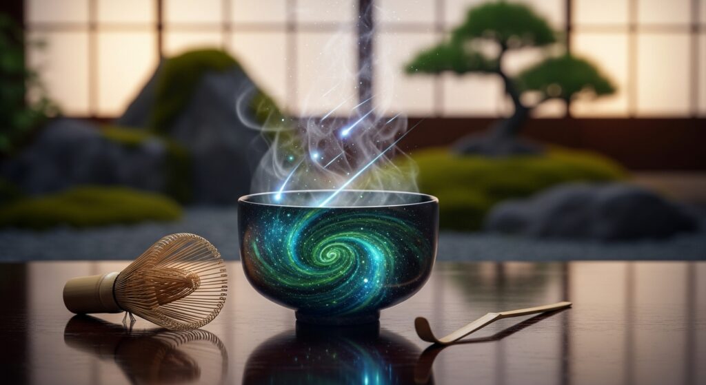 Matcha tea Set ermöglich Teetrinekn wie die japanische Teezeremonie. Symbolbild.