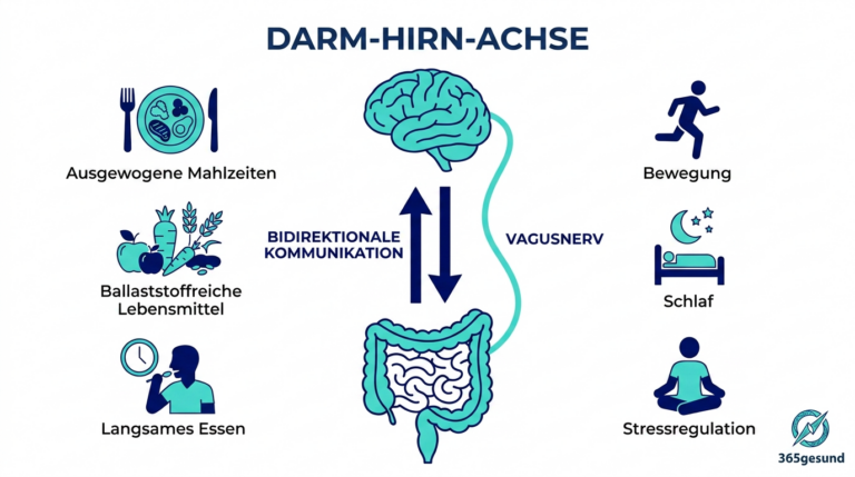Darm Hirn Achse einfache Infografik 365gesund.