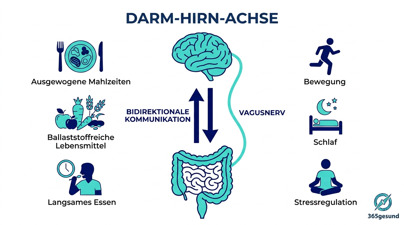 Darm Hirn Achse einfache Infografik 365gesund.